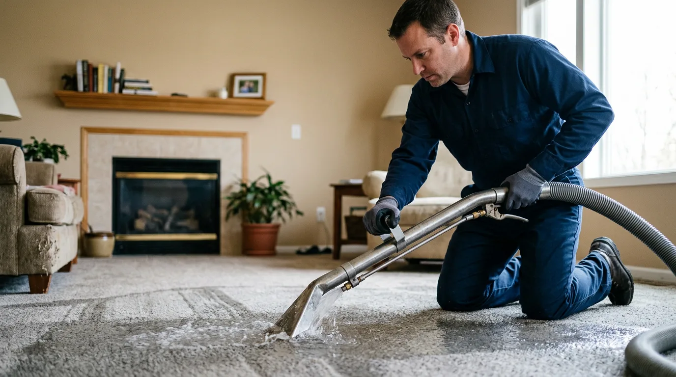 Water damage restoration technician working near Bancroft, WV